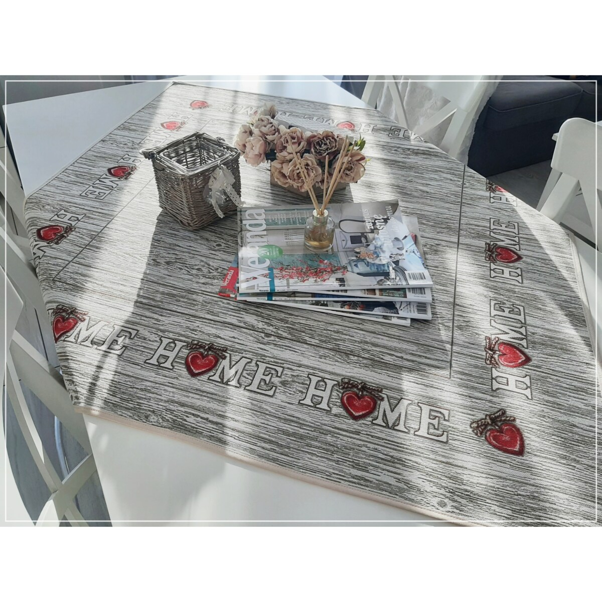 Obrus Na Stół 100X100 Cm Ozdobny Dekoracyjny Domek