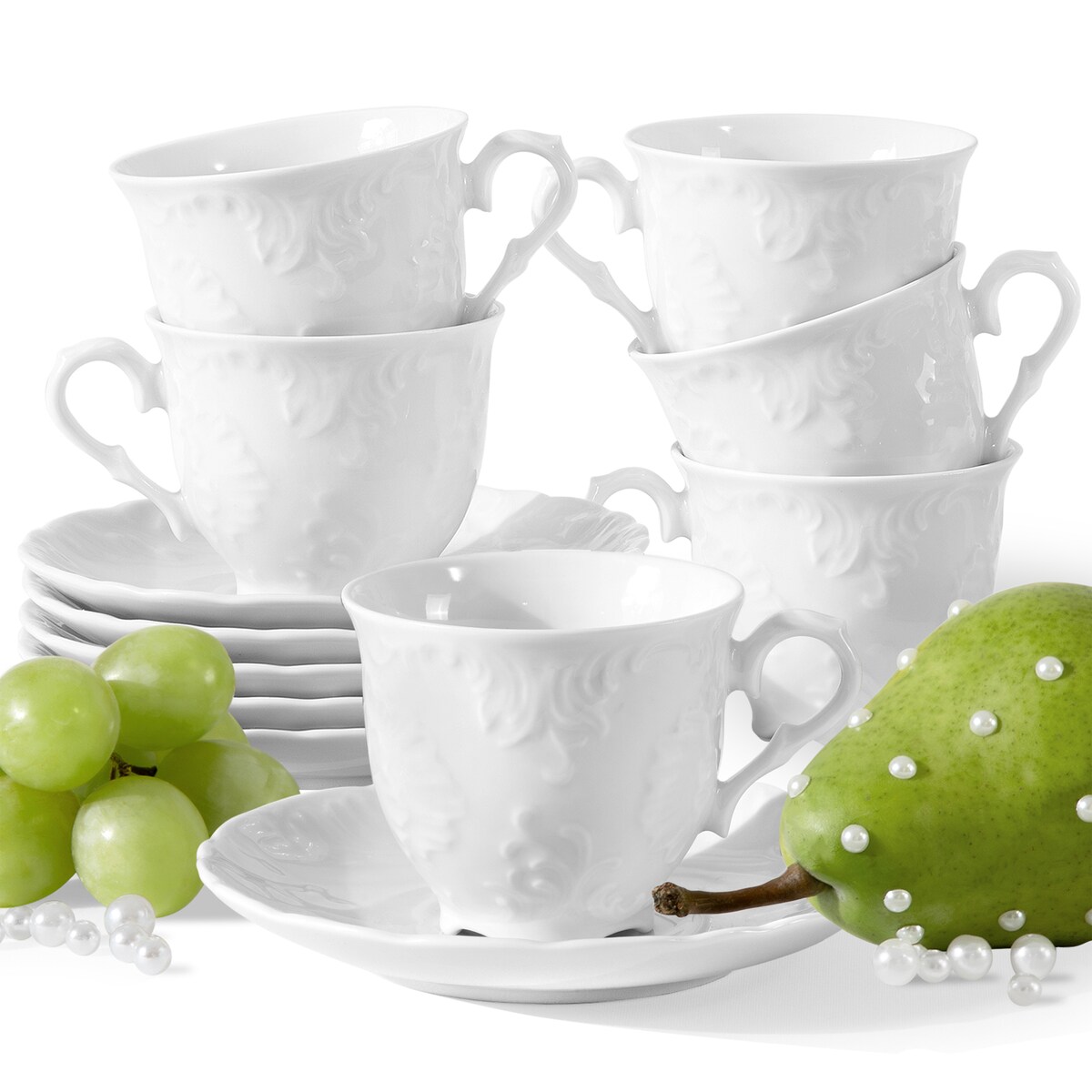 Konsimo ROCOCO MARIA Filiżanka do kawy ze spodkiem 6 szt.