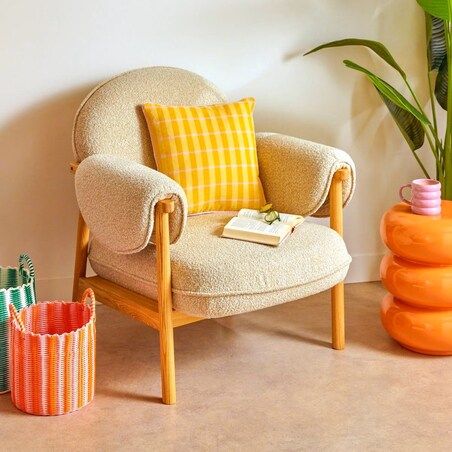 Stolik pomocniczy, boczny, Stoneto glossy, pomarańczowy, 43x35x35cm