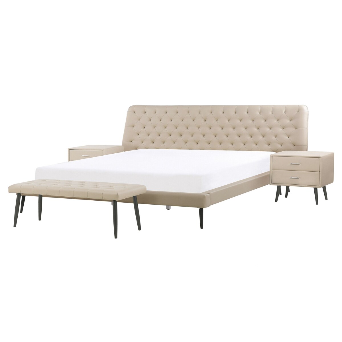 Zestaw mebli do sypialni ekoskóra 160 x 200 cm beżowy ESSONNE