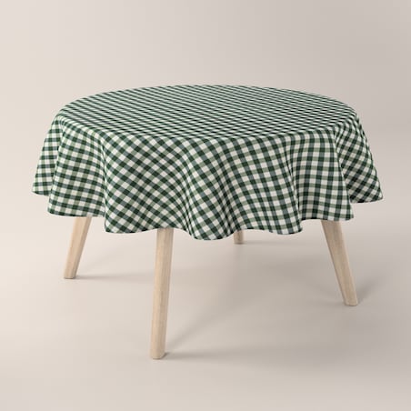 Obrus okrągły 160 x 160 cm zielono-biała kratka (1,5x1,5cm)