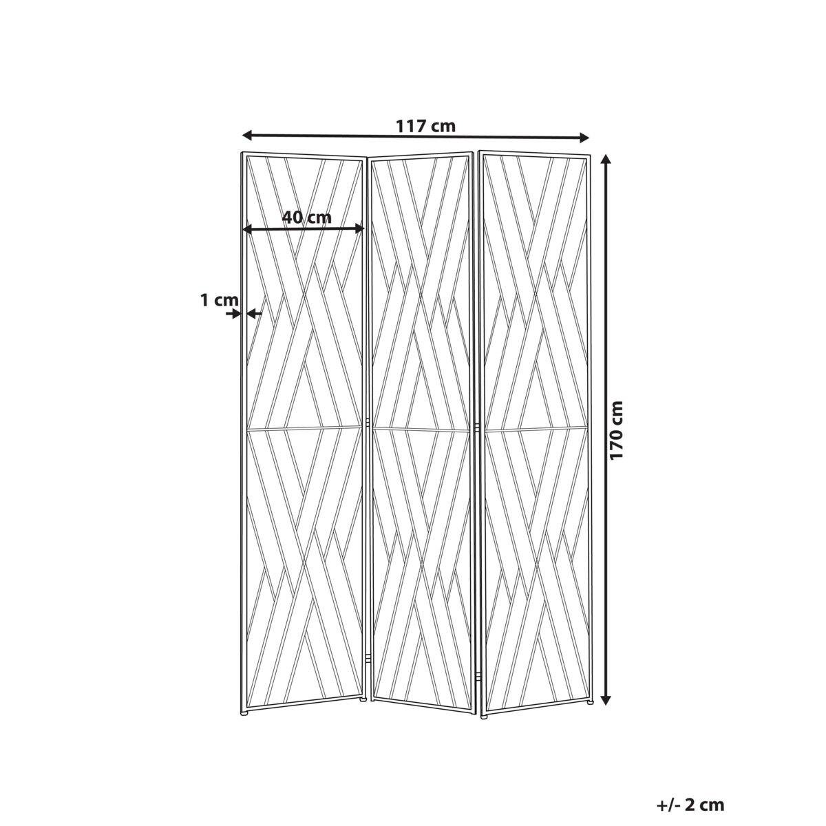 3-panelowy składany parawan pokojowy metalowy 117 x 170 cm złoty ASOLO
