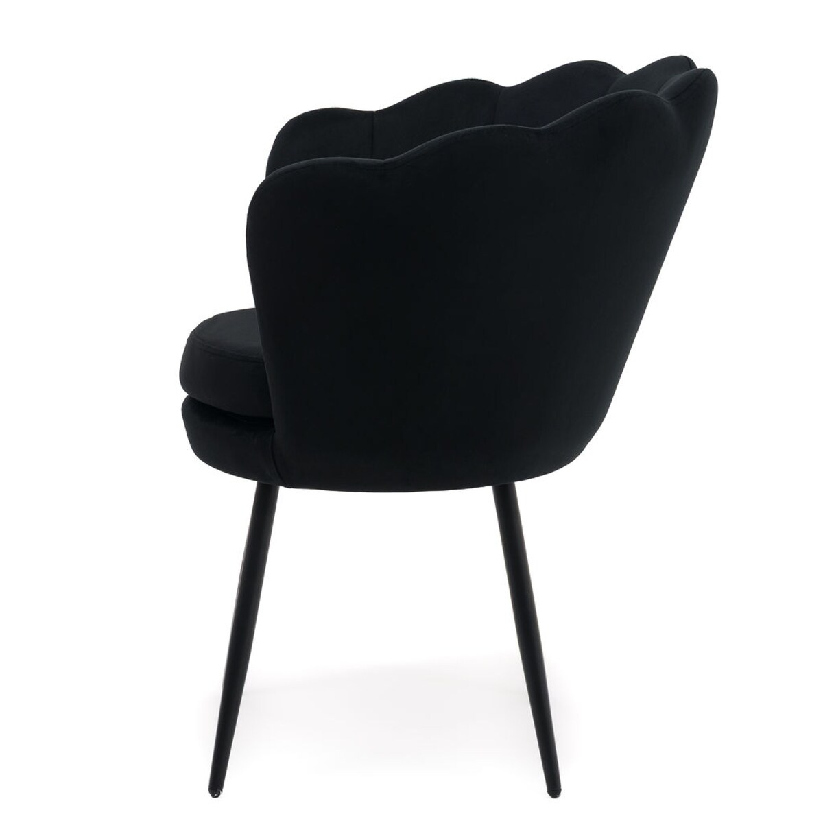 Krzesło do toaletki tapicerowane muszelka SHELL BLACK czarny