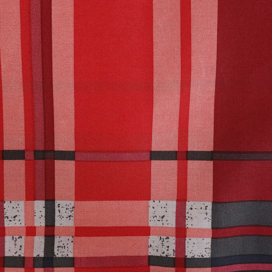 Pościel bawełniana 220x200 Lancaster czerwona w czarną kratę, Cottonlove, Darymex