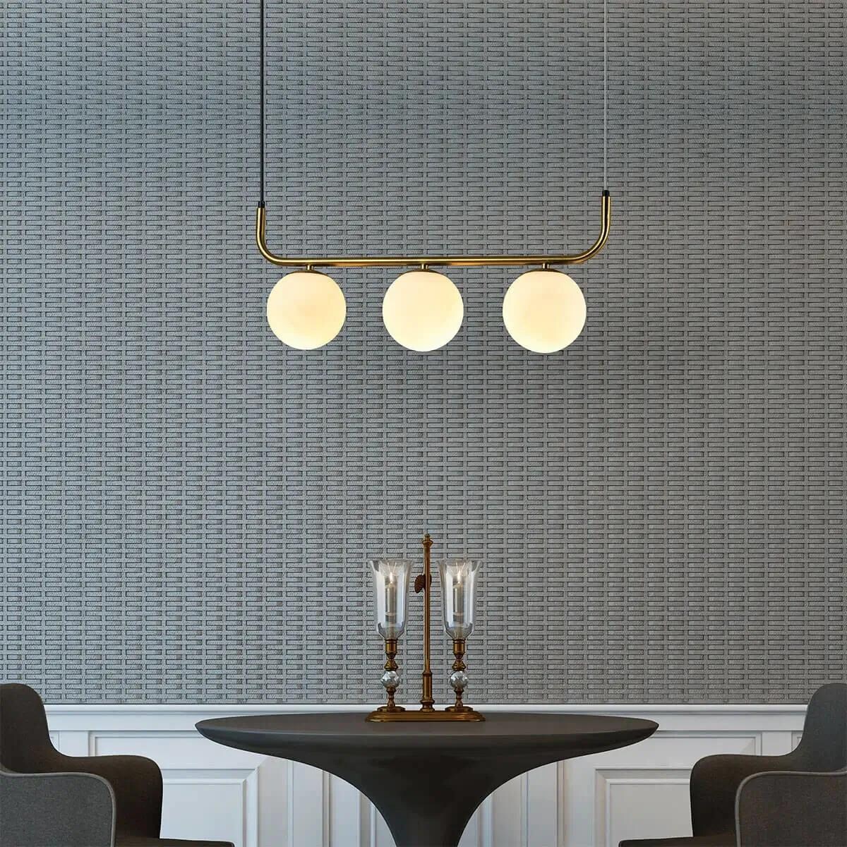 Wisząca lampa Alisa LP-005/3L GD Light Prestige kule szkło metal biały złoty