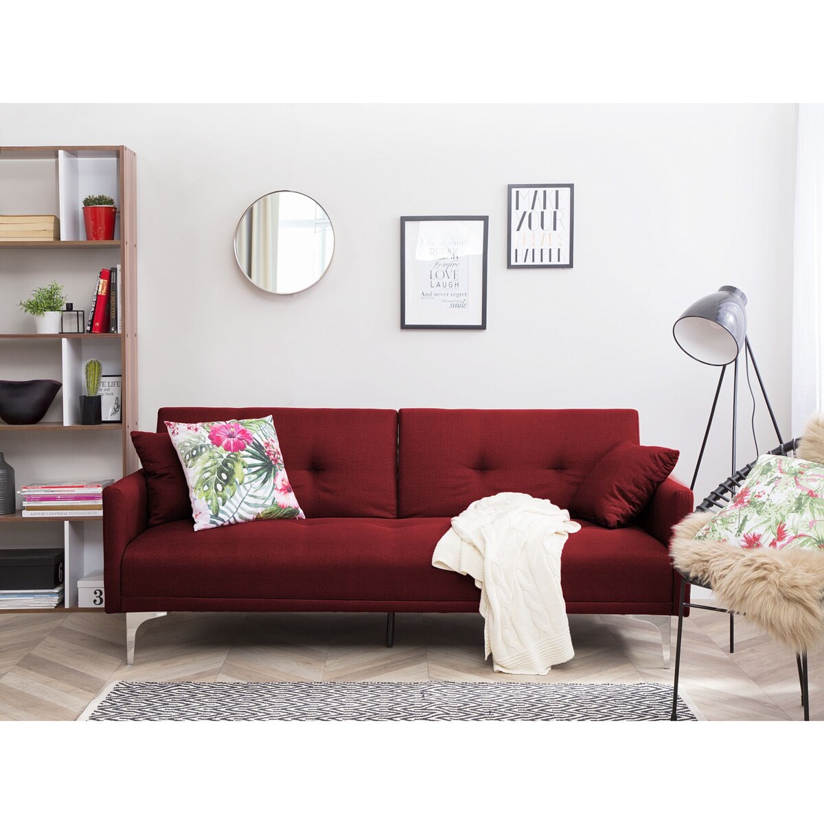 Sofa rozkładana czerwona LUCAN