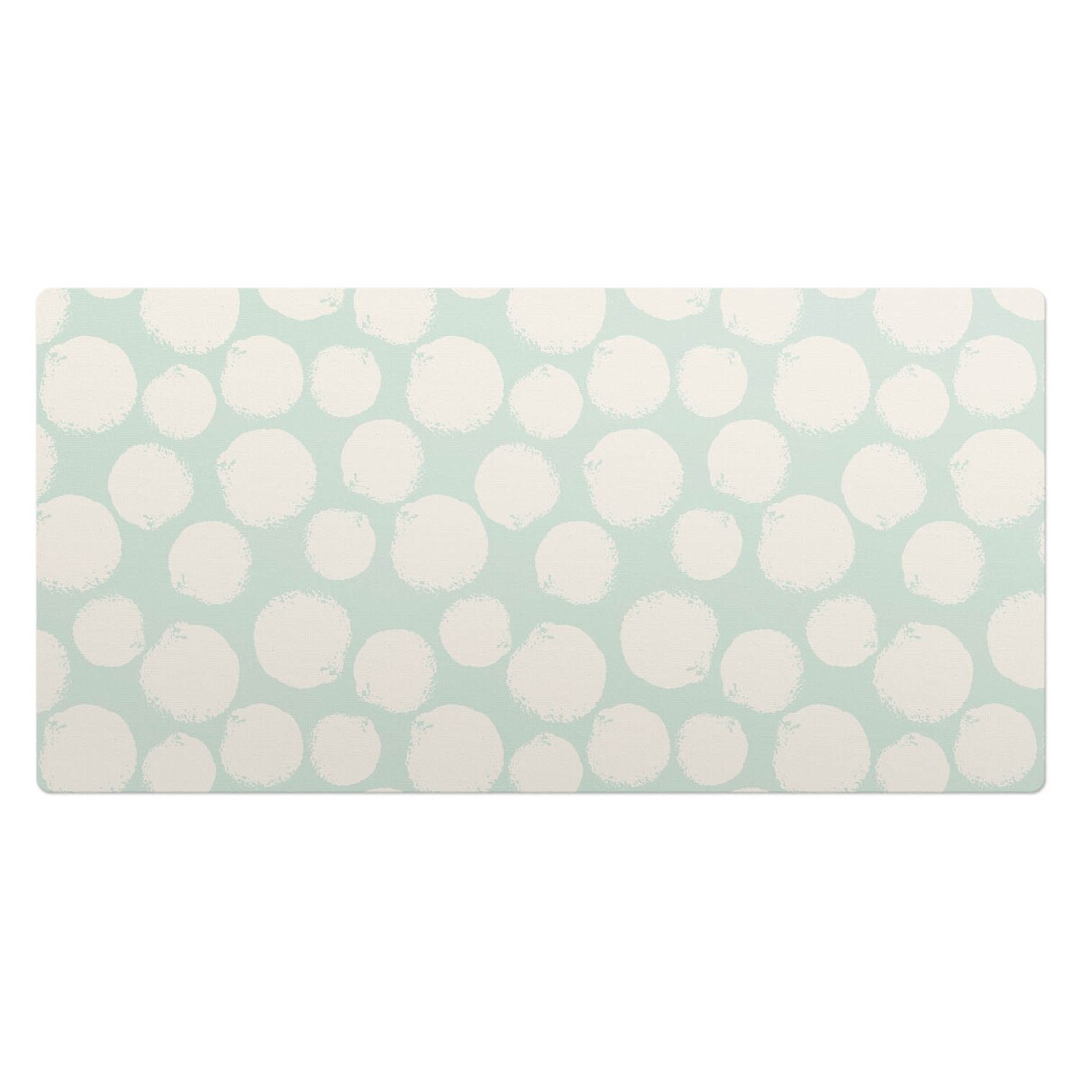 Miętowa mata na biurko Pastelowe kropki, 90x45 cm