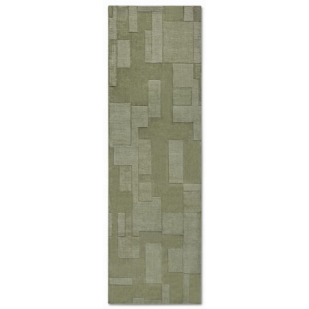 Chodnik wełniany do korytarza 80x250cm, zielony nowoczesny wzór 3D