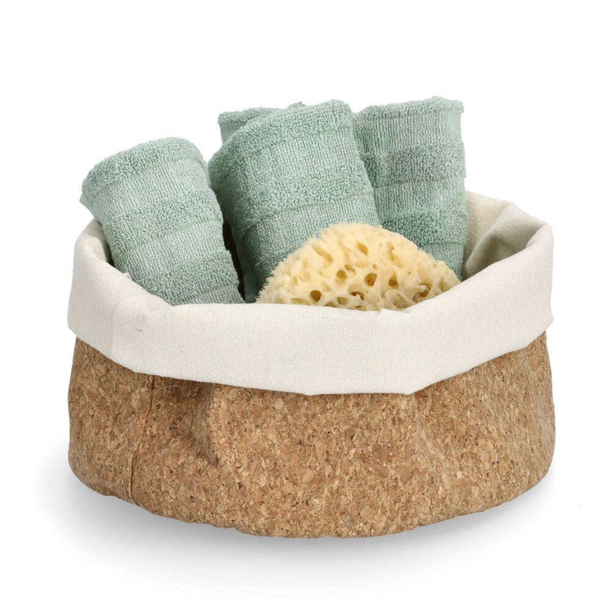 Koszyk do przechowywania z korka i bawełny, Ø 25 x 20 cm