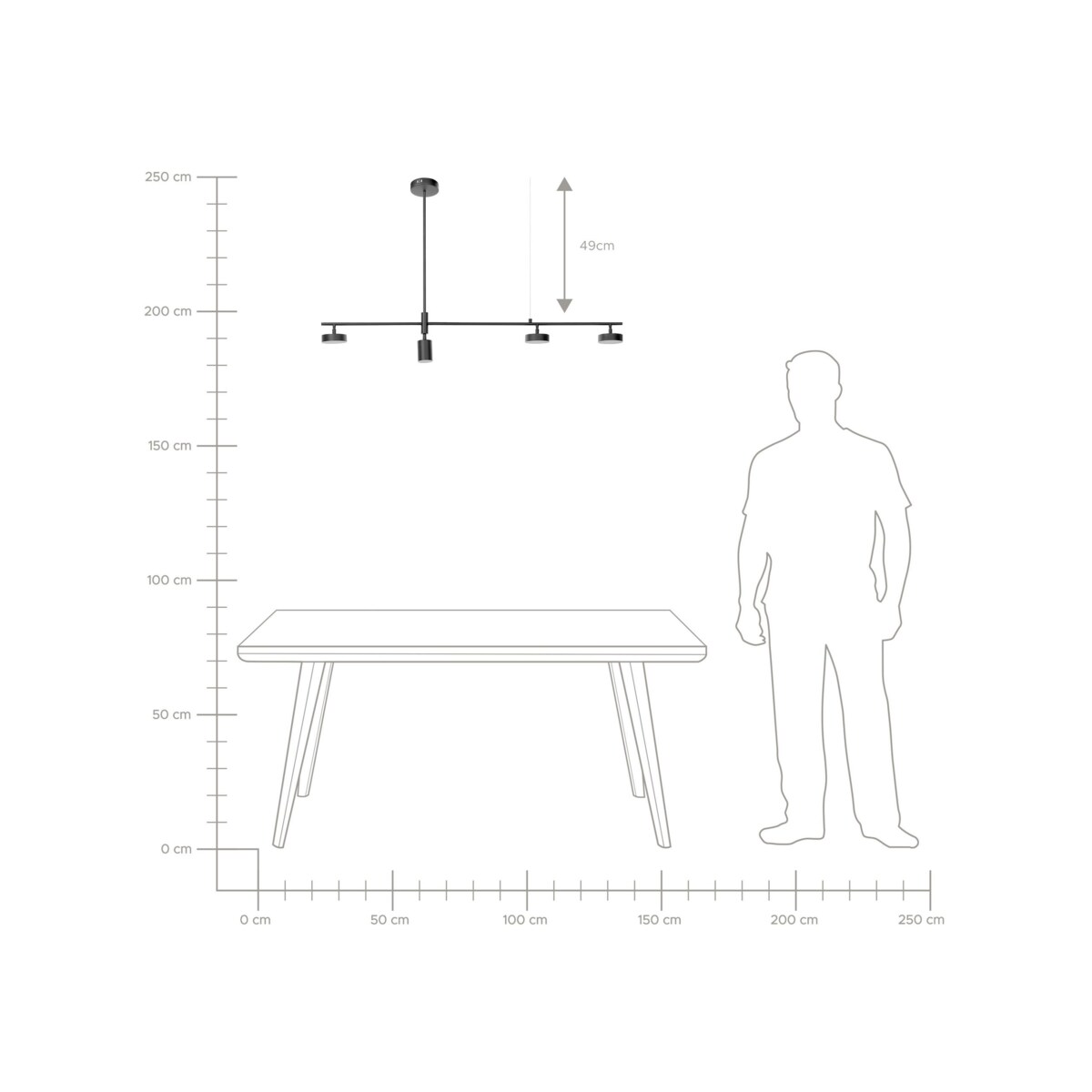 Lampa wisząca 4-punktowa LED metalowa czarna FOYLE