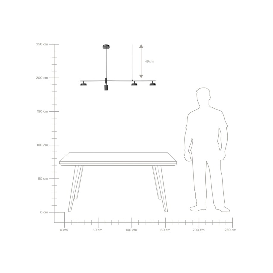 Lampa wisząca 4-punktowa LED metalowa czarna FOYLE
