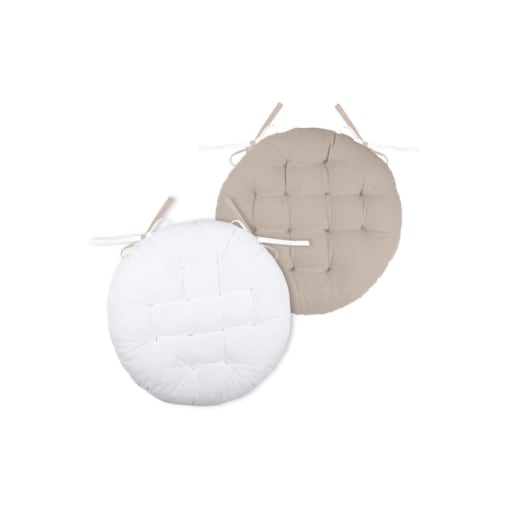 Poduszka na krzesło okrągła DUO, wiązana, 100% bawełny, Ø 38 cm