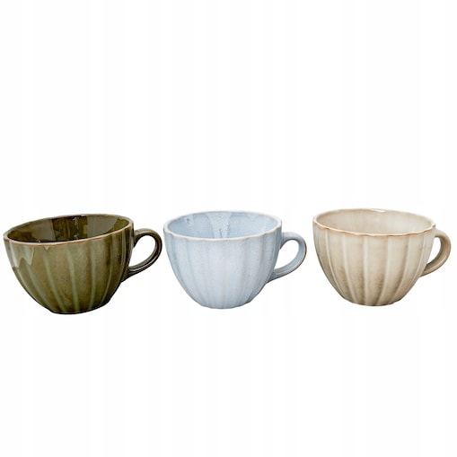 KUBEK CERAMICZNY 3 szt 400ml DO KAWY HERBATY Z UCHWYTEM NA KAWĘ DUŻY