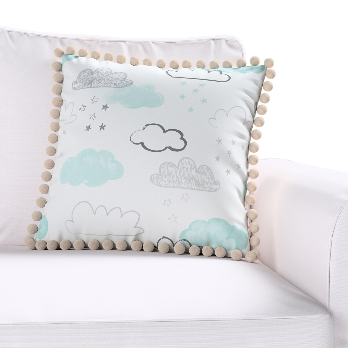 Poszewka Daisy 45x45 ecru-niebieski