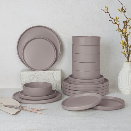 Zastawa stołowa Serwis Komplet talerzy naczyń 18 ele dla 6 osób BERLINGER HAUS Taupe