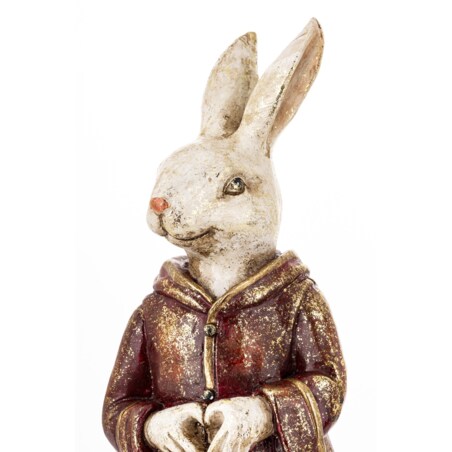 Dekoracja - królik 35x14x9 cm MALJUNA-2 w płaszczu z kapturem