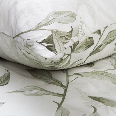Pościel bawełniana 160x200 Verdea w zielone liście i kwiaty, Cottonlove