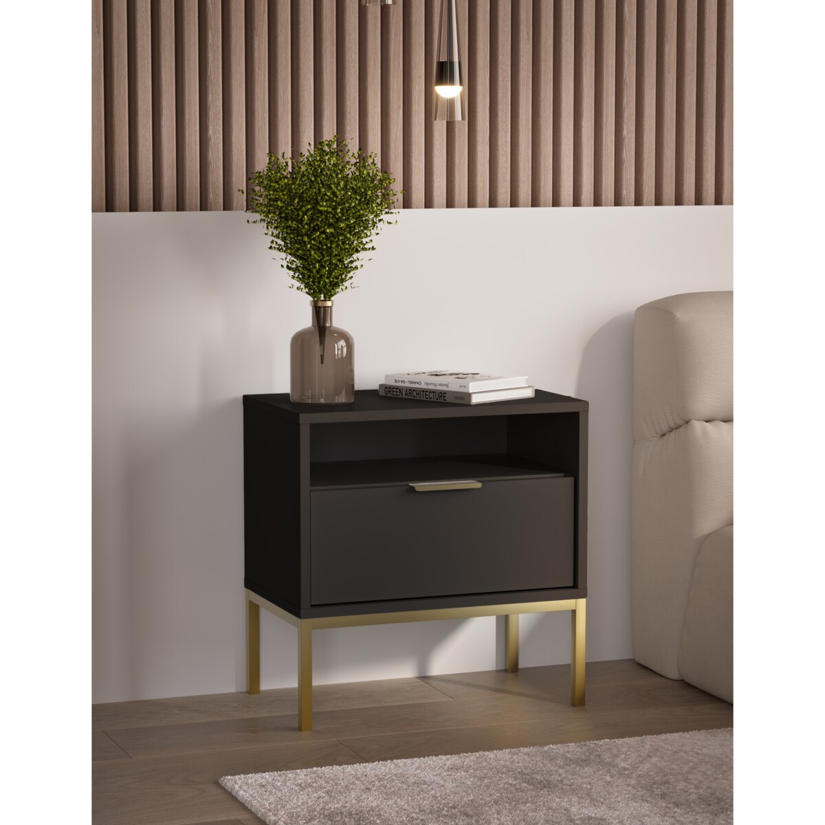 Szafka nocna Austin czarna & złota