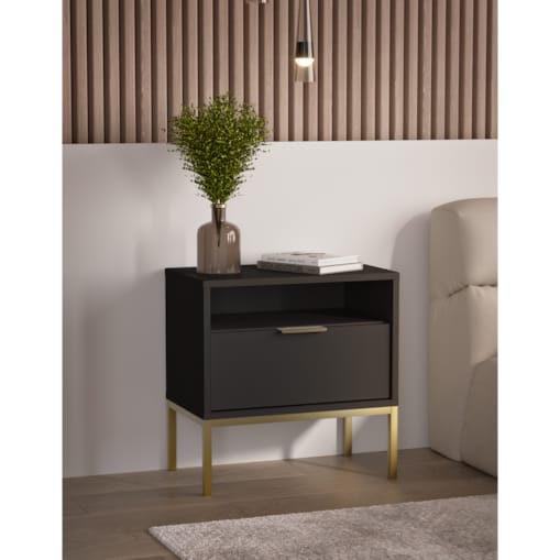 Szafka nocna Austin czarna & złota