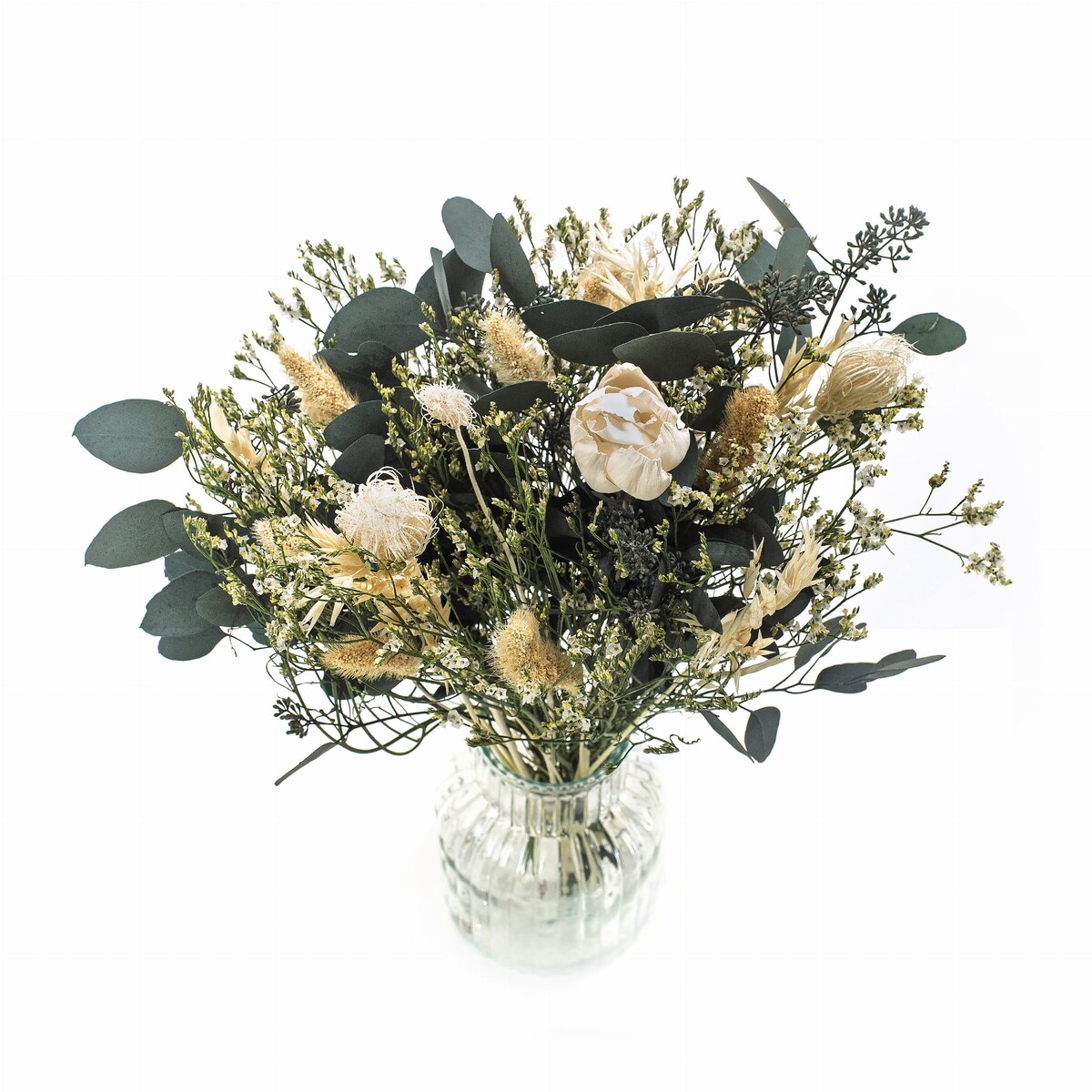 Bukiet suszonych kwiatów Grazia - eukaliptus, shola, koper włoski