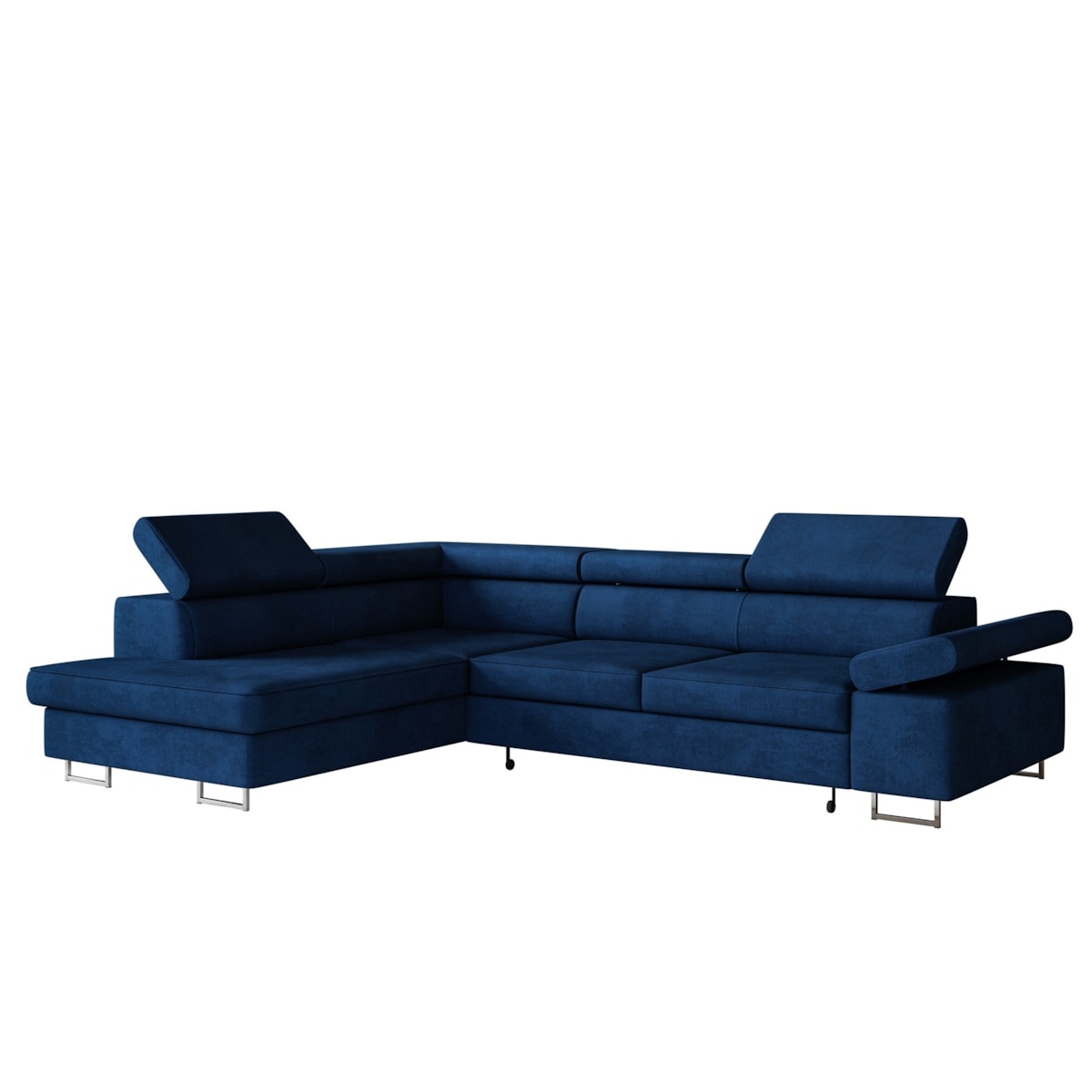 Narożnik ALEX z regulowanymi zagłówkami, lewostronny- granatowy
