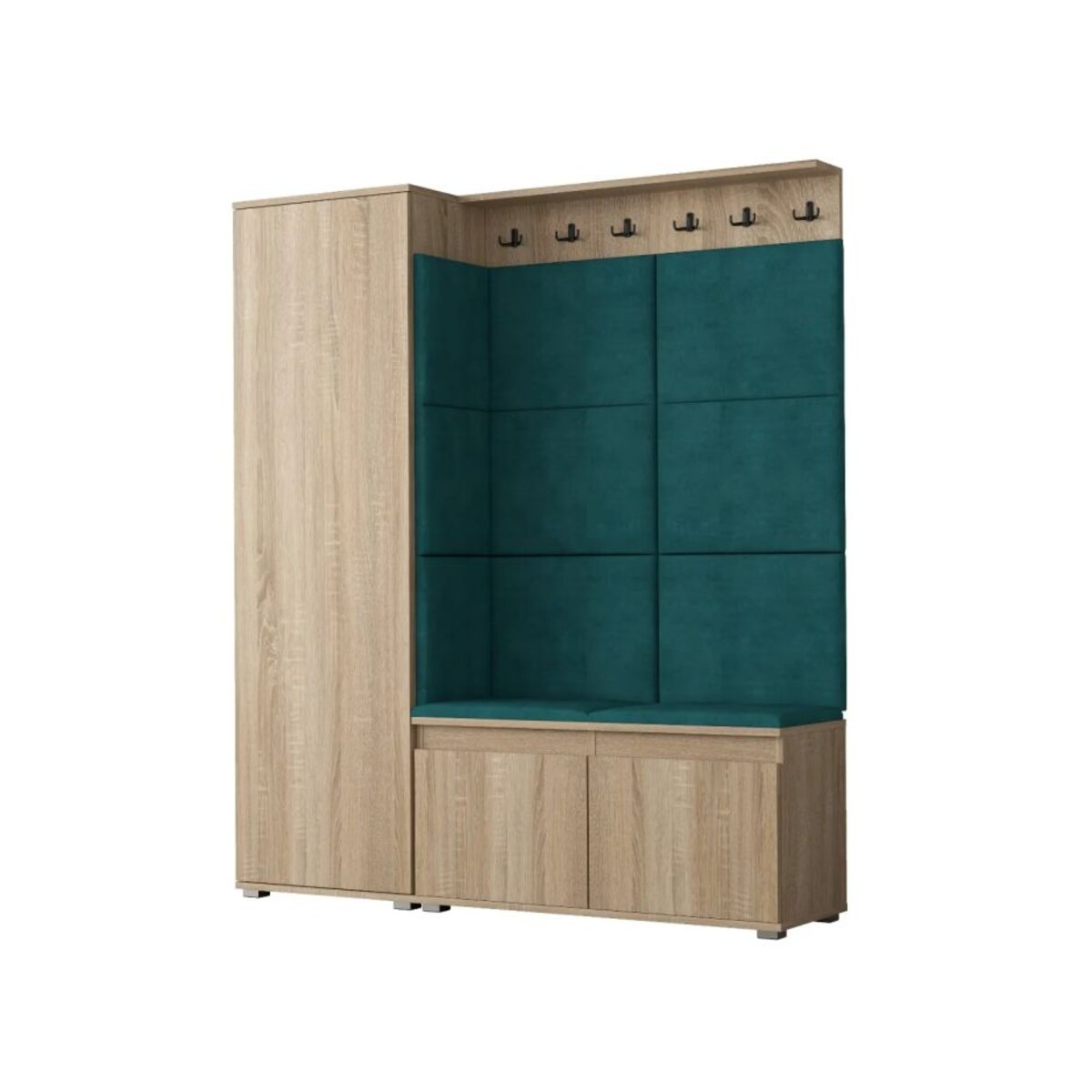 Garderoba do przedpokoju SINGAPUR 154 dąb sonoma/zielona