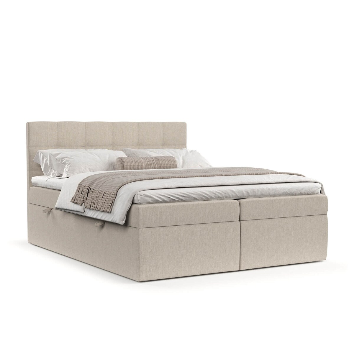 Łóżko tapicerowane LEAN 140x200 z pojemnikiem, Jasny Beż, tkanina Inari 22