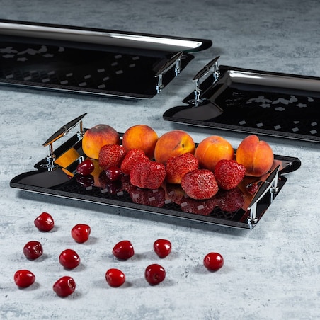 Zestaw 3 tac chromowanych do serwowania taca tacka KINGHOFF