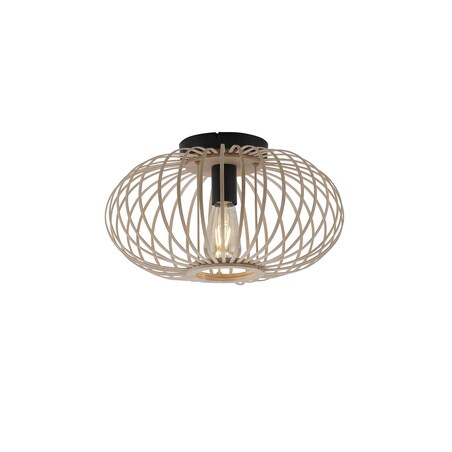 Skandynawska lampa sufitowa Racoon okrągła do salonu drewno