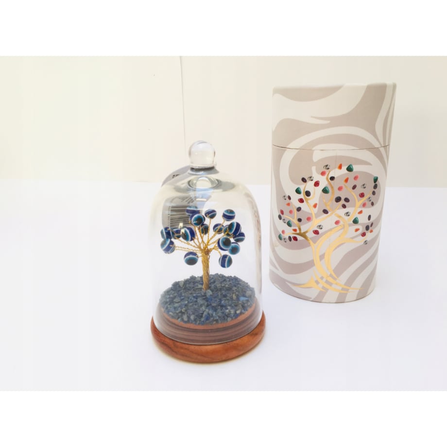 Drzewko z Lapisu z Okiem CZAKRY w Szklanej Kopule BOX na prezent szczęście