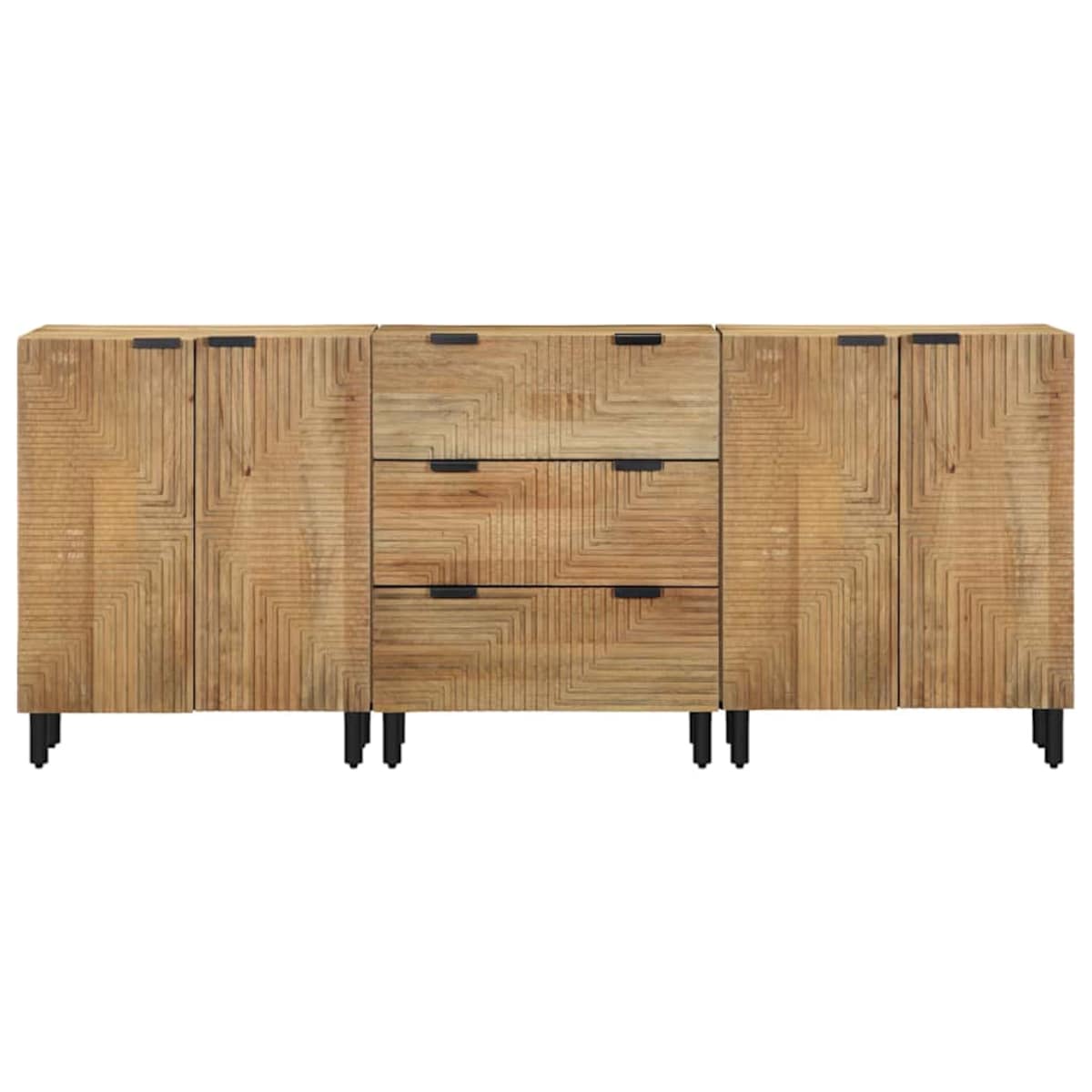 vidaXL 3-częściowy kredens brązowy 60x33x75 cm lite drewno mango