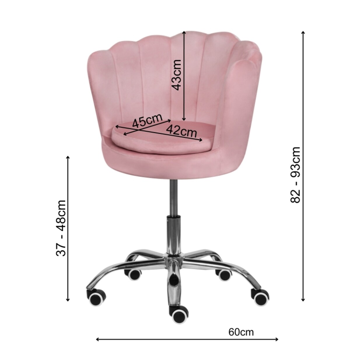 Fotel biurowy krzesło obrotowe welurowe regulowane muszelka