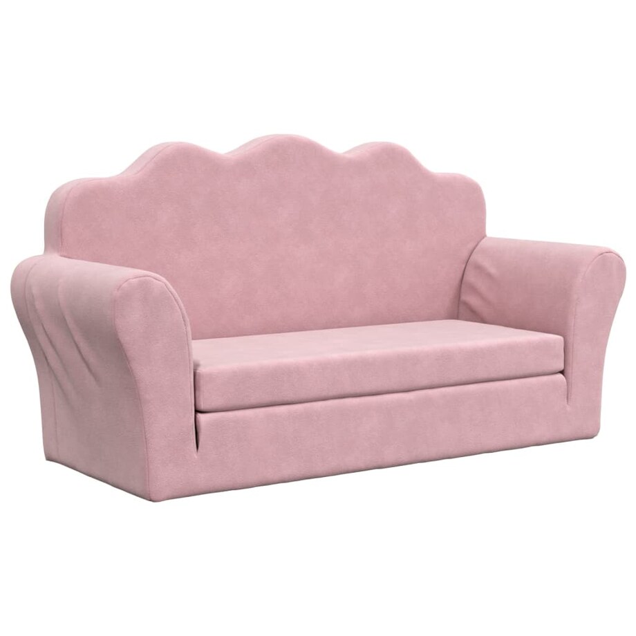 vidaXL 2-os. sofa dla dzieci, rozkładana, różowa, miękki plusz
