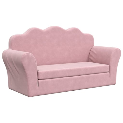 vidaXL 2-os. sofa dla dzieci, rozkładana, różowa, miękki plusz