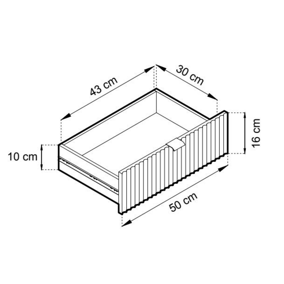 Szafka nocna Delicious ryflowana szara