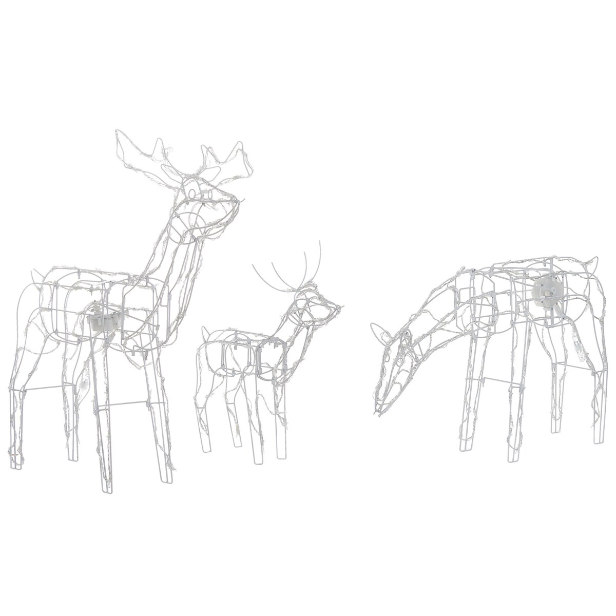 Zestaw 3 dekoracji ogrodowych LED ruchomy renifer 76 cm biały MIKKELI