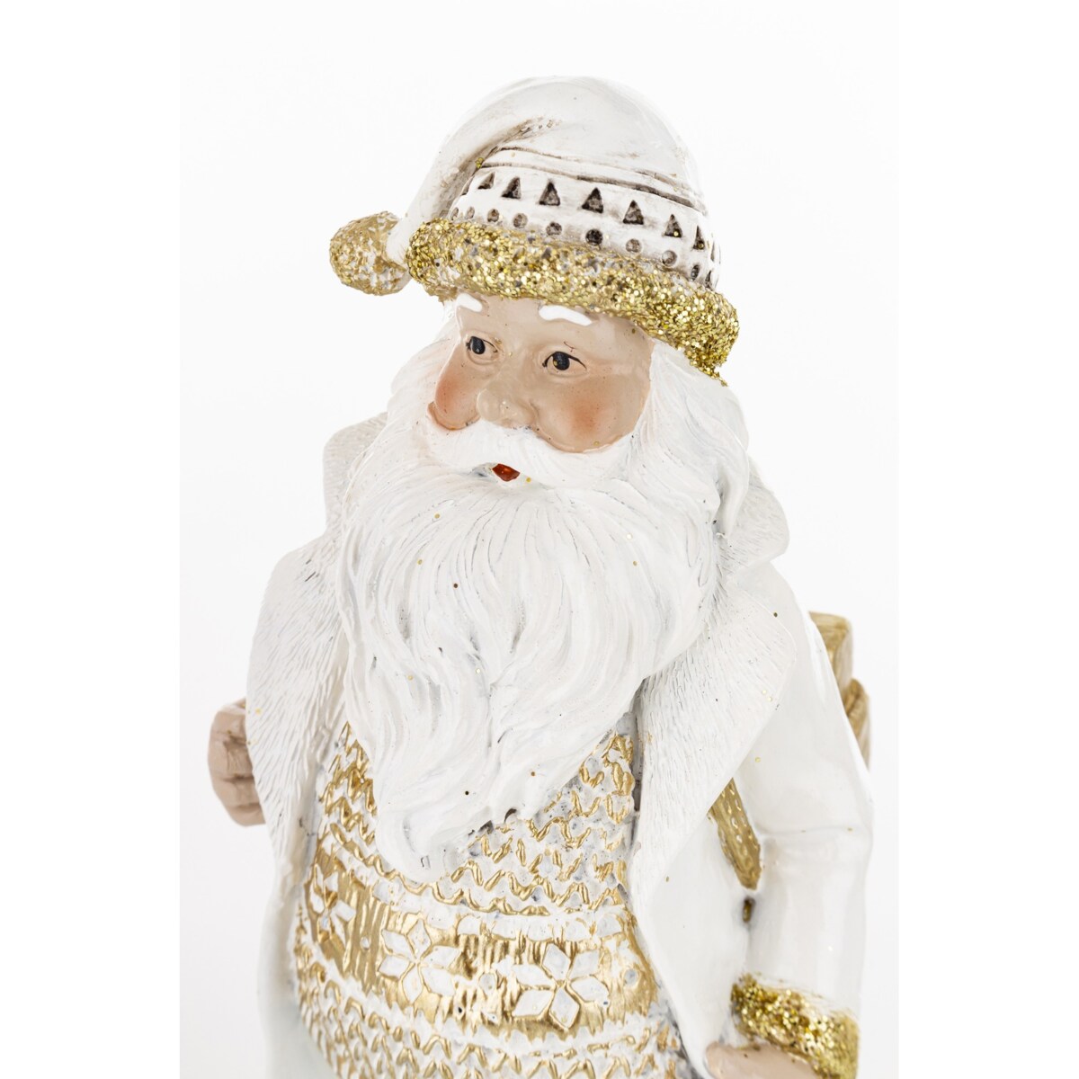 Elegancki Mikołaj w złotych butach 20,5x7,5x7 cm