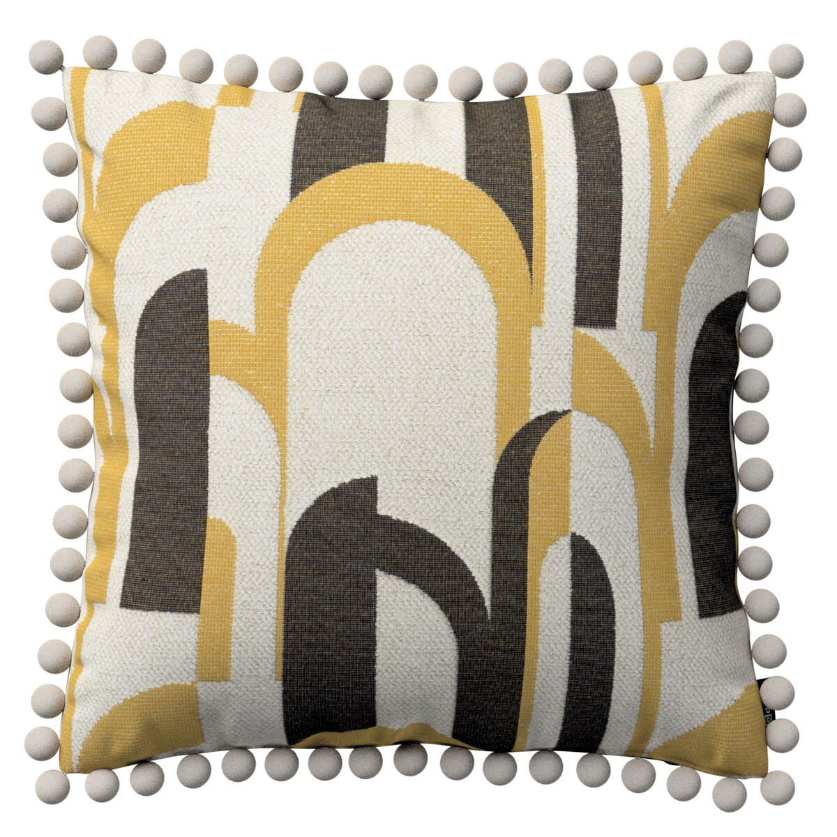 Poszewka Wera na poduszkę 45x45 czarno-żółte wzory na kremowym tle