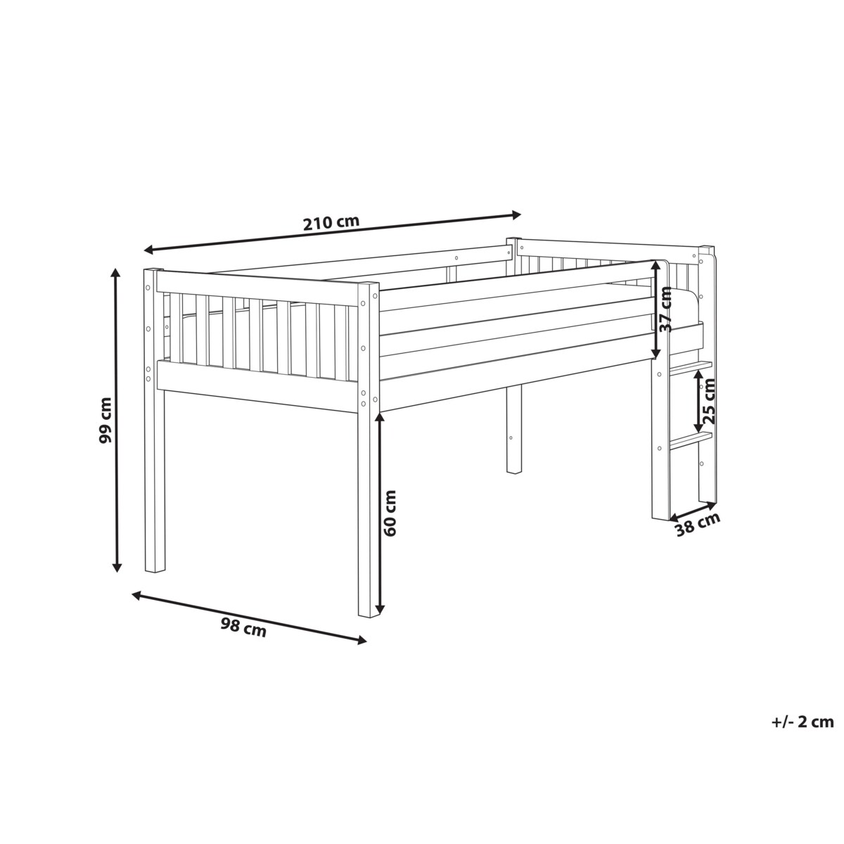 Łóżko dziecięce na antresoli drewniane 90 x 200 cm jasne PEIPIN