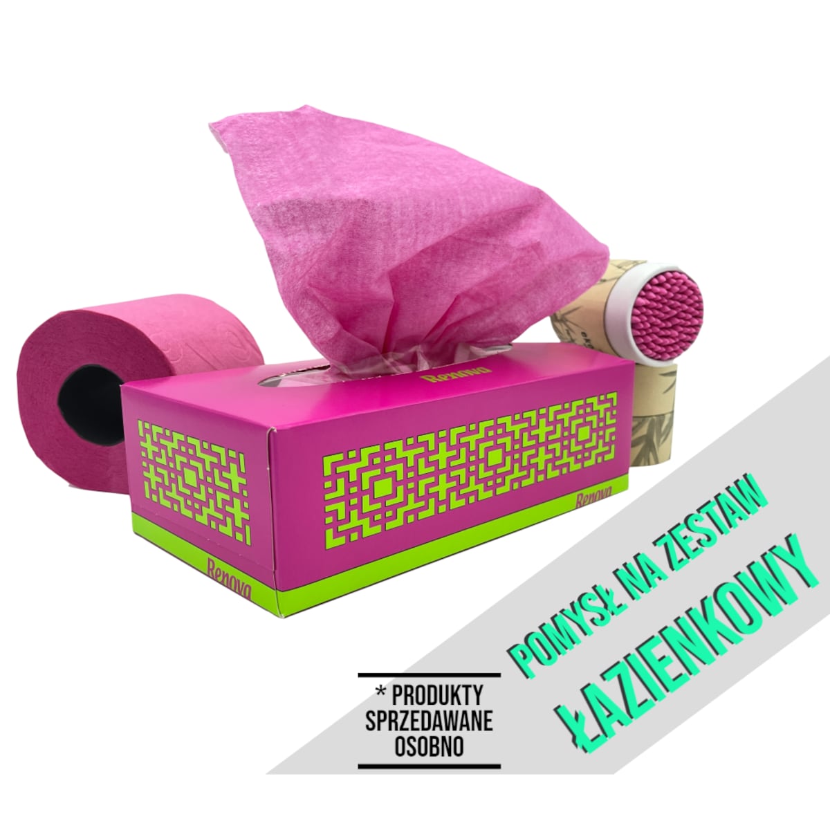 Wyciągane chusteczki higieniczne Renova różowe 80szt