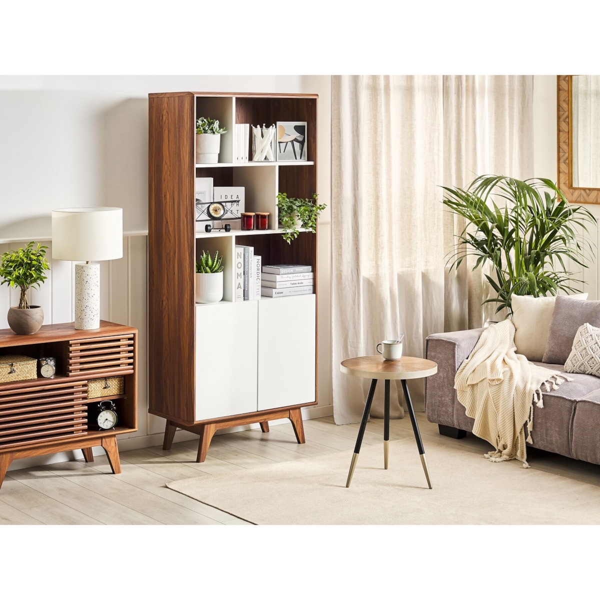 Regał ciemne drewno z białym COLUMBUS