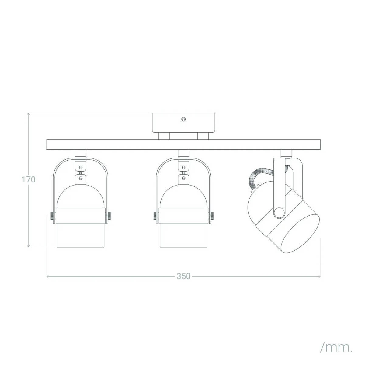 Regulowana lampa sufitowa Retro ABR-RRH-C-3XGU10 Abruzzo czarny srebrny