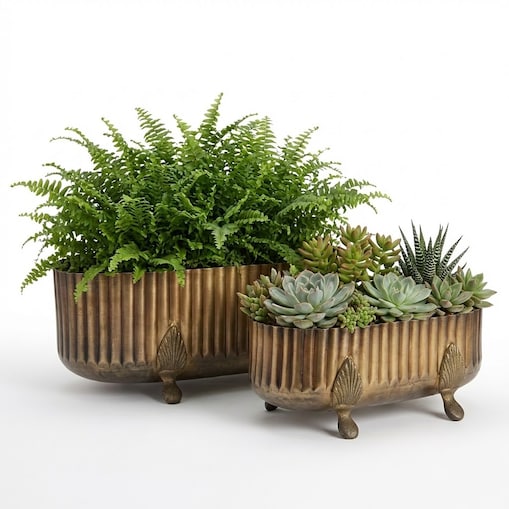 DONICZKA NA NÓŻKACH ZŁOTA LOFT NA BONSAI BALKON DUŻA OSŁONKA 40cm 2 SZT.
