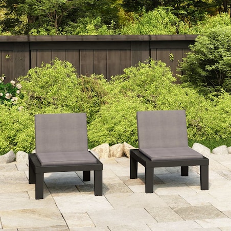 vidaXL Krzesła ogrodowe z poduszkami, 2 szt., plastik, szare