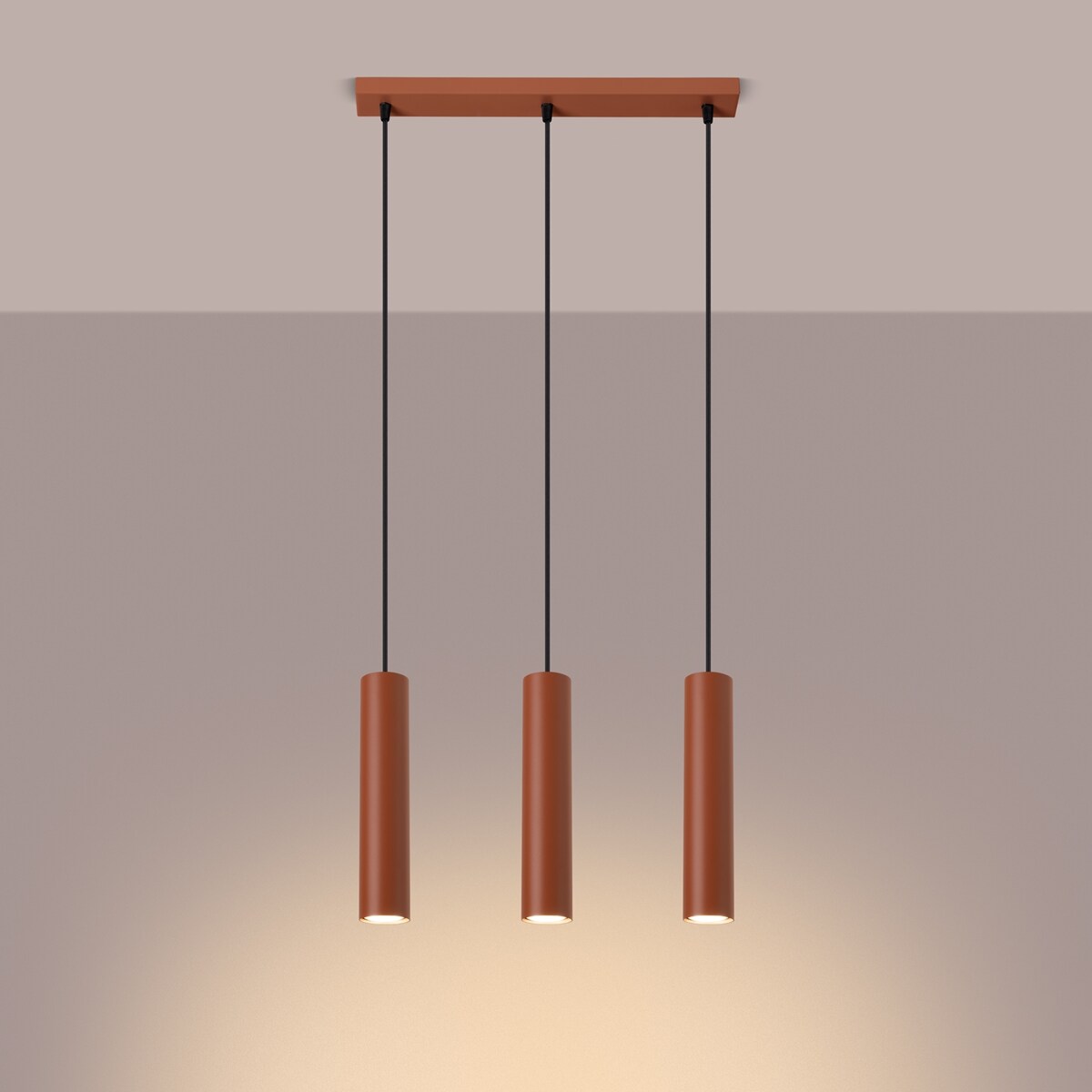 Lampa wisząca LAGOS 3L ochra czerwona