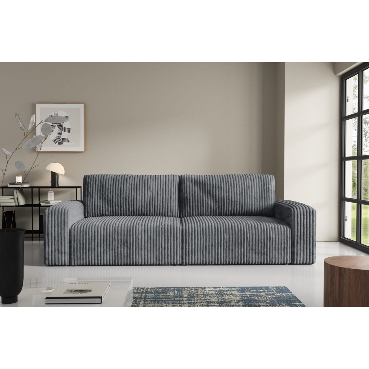 Sofa FANO z bokami funkcja spania sztruks Kolor: TILIA 90