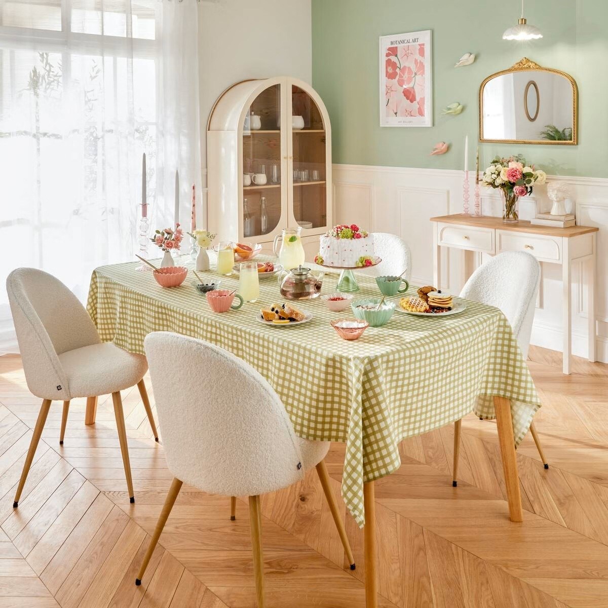 Patera na ciasto, szklana, różowo-zielona, Fleur de rose, 28 cm