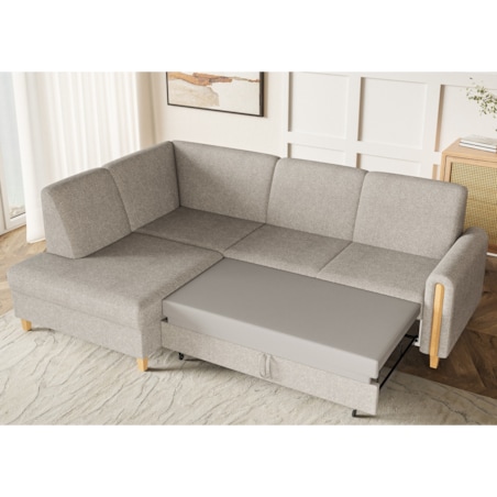 Rozkładany narożnik FLORA w tkannie bubble lewostronny- beżowy