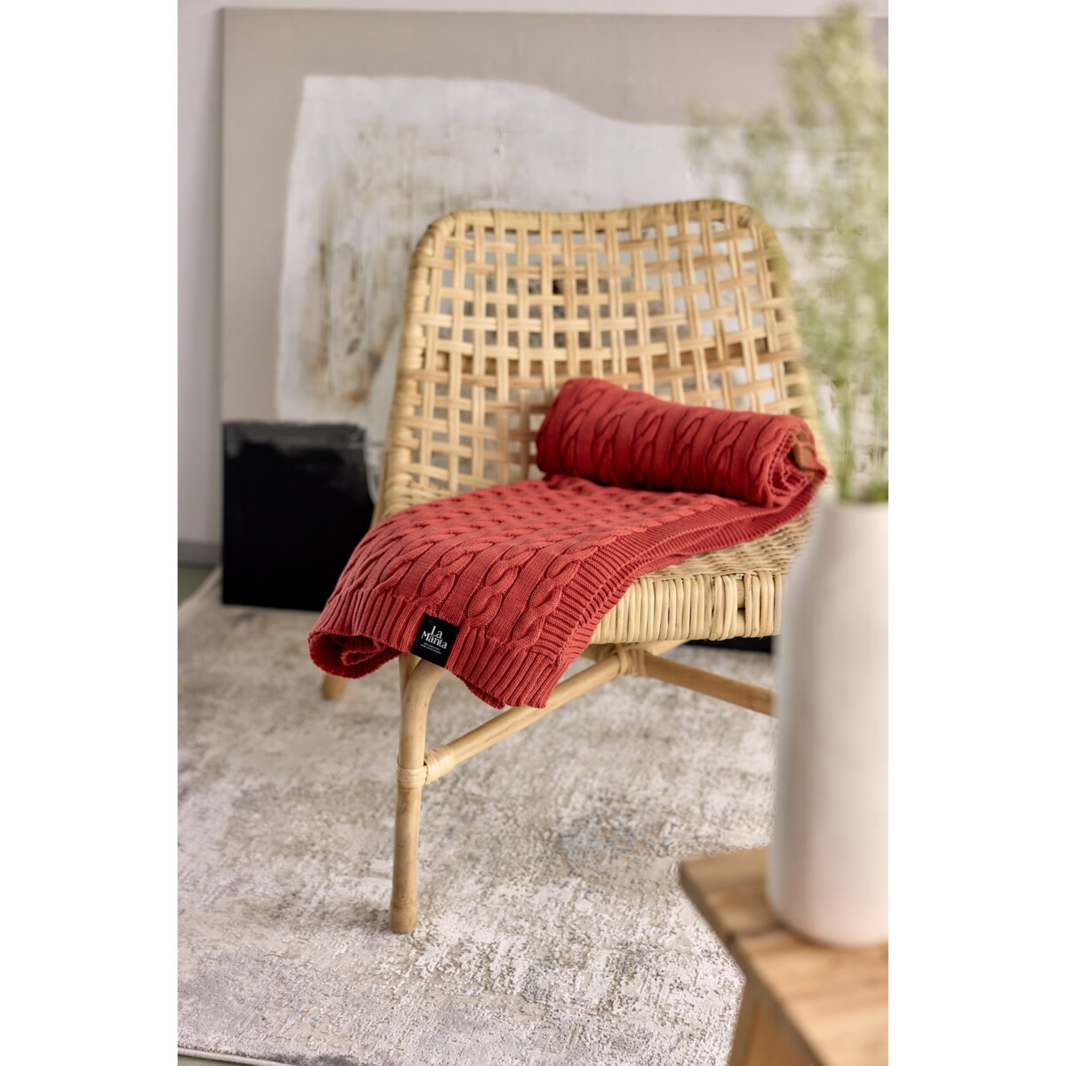 Pled warkocz ceglasty, 130 x 160 cm, La Manta