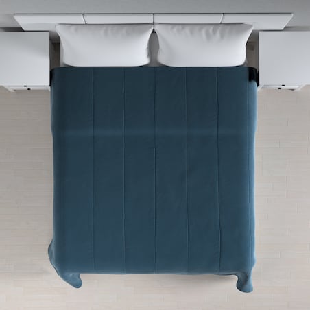 Narzuta pikowana w pasy Velvet 200x210 pruski błękit